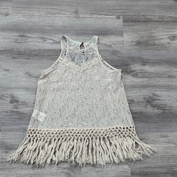 Buckle Chic Lace Fringe Tank Top cotton blend M - Picture 5 of 7
